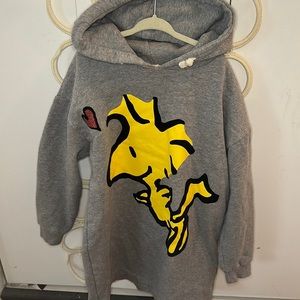 Zara x Peanuts Grey hooded tunic sweatshirt